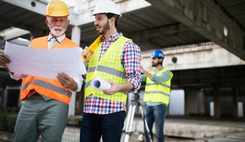 Group of construction engineer working in construction site